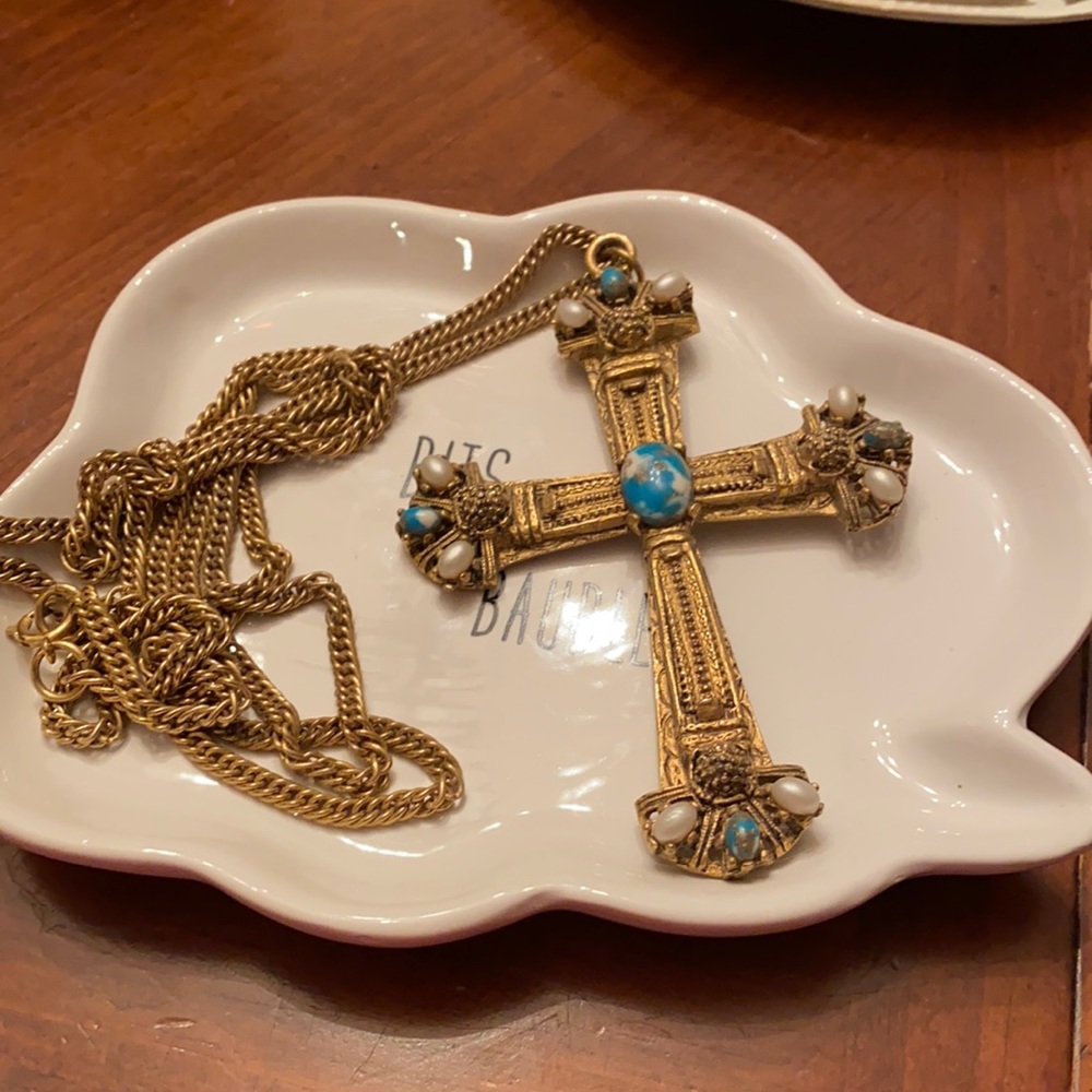Heavy Ornate Brass Cross stone embellishments